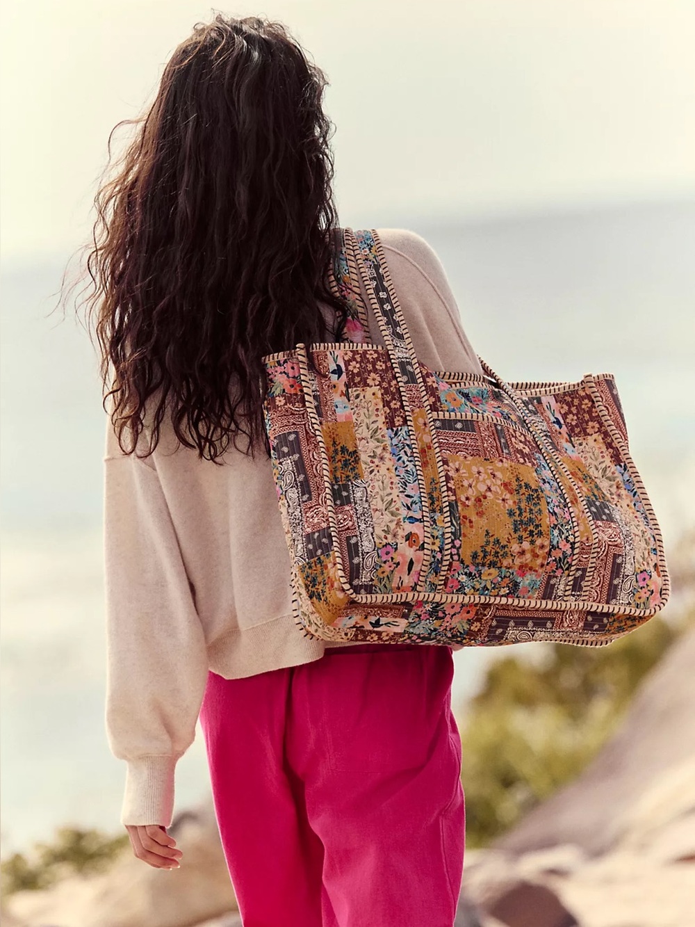 Free people Distorted Quilt Tote Bag